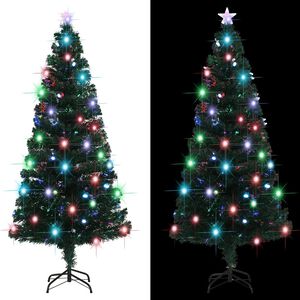vidaXL Artificial Christmas Tree Green Fiber optic, steel 5 ft
