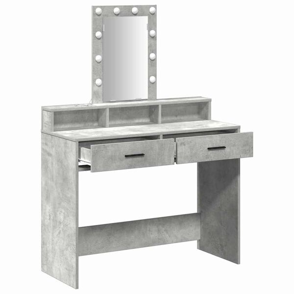 vidaXL Dressing Table Grey 39.37 x 16.14 x 55.12 in Engineered Wood