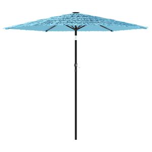 vidaXL Garden Parasol Blue Polyester, Powder-Coated Steel, Straw Large