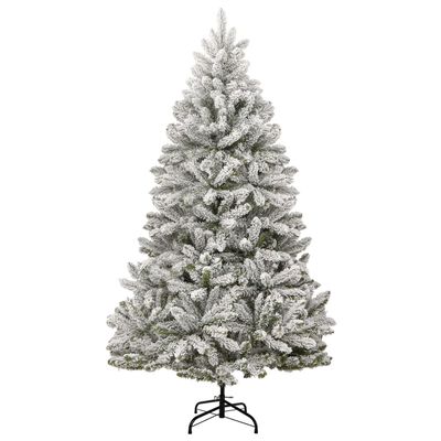 vidaXL Artificial Hinged Christmas Tree with Flocked Snow 94.5"