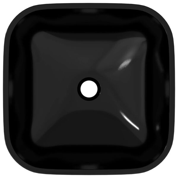 vidaXL Basin Glass 16.5x16.5x5.5" Black