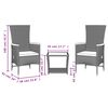 vidaXL Garden Dining Set Grey PE Rattan 3 Piece Garden Dining Set