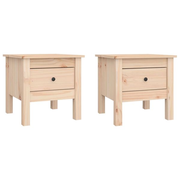 vidaXL Side Table Set of 2 Pine wood color Solid pine wood Small
