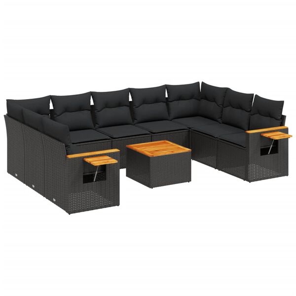 vidaXL Garden Sofa Set Black PE rattan Large Modular Garden Sofa Set