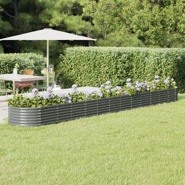 vidaXL Garden Raised Bed Grey Powder-coated steel Large