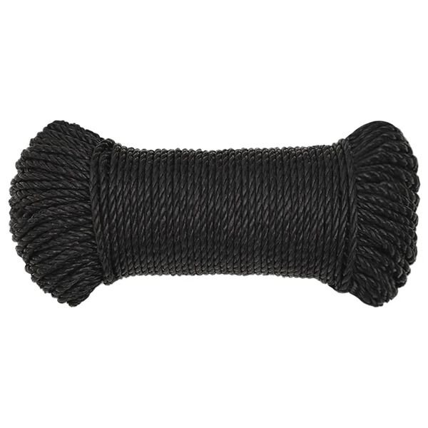 vidaXL Work Rope Black 0.31 " 164.0 ' Polypropylene