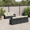 vidaXL Garden Sofa Set Set of 8 Black Poly Rattan Large Modular