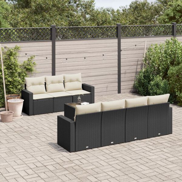 vidaXL Garden Sofa Set Set of 8 Black Poly Rattan Large Modular