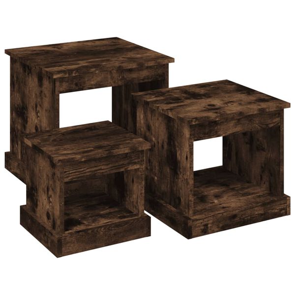 vidaXL Coffee Table Set of 3 Smoked oak Engineered wood