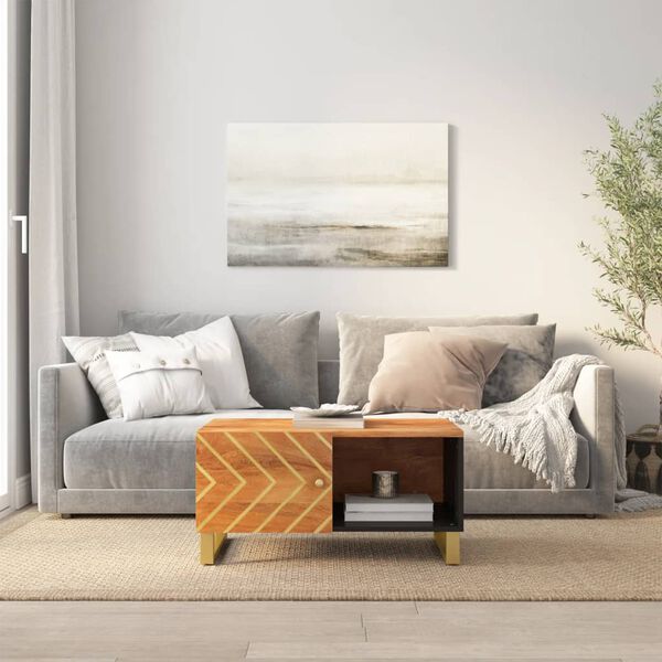 vidaXL Coffee Table Brown and Black Solid mango wood, MDF, iron Medium