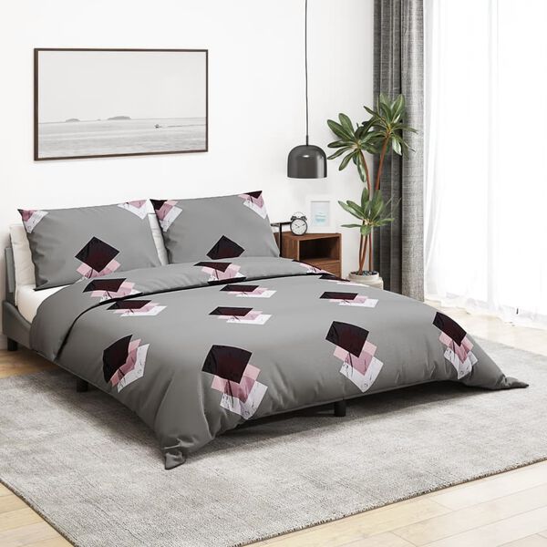 vidaXL Duvet Cover Set Set of 2 Grey 100% Cotton