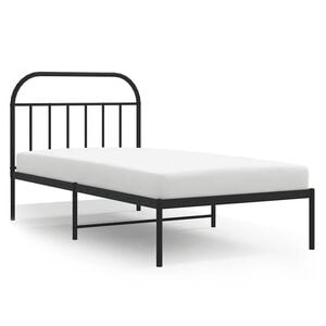 vidaXL Bed Frame Black Powder-Coated Steel Single Bed Frame