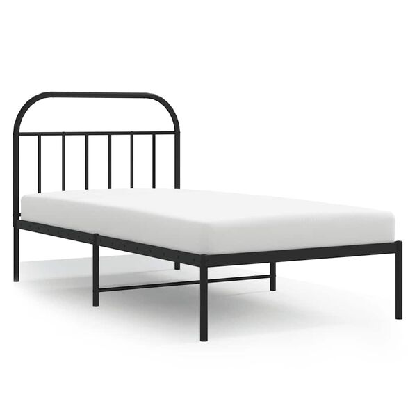 vidaXL Bed Frame Black Powder-Coated Steel Single Bed Frame