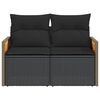 vidaXL Garden Sofa Black Poly Rattan, Powder-Coated Steel, Solid Acacia Wood