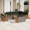 vidaXL Garden Sofa Set Gray PE Rattan Large Adjustable Feet