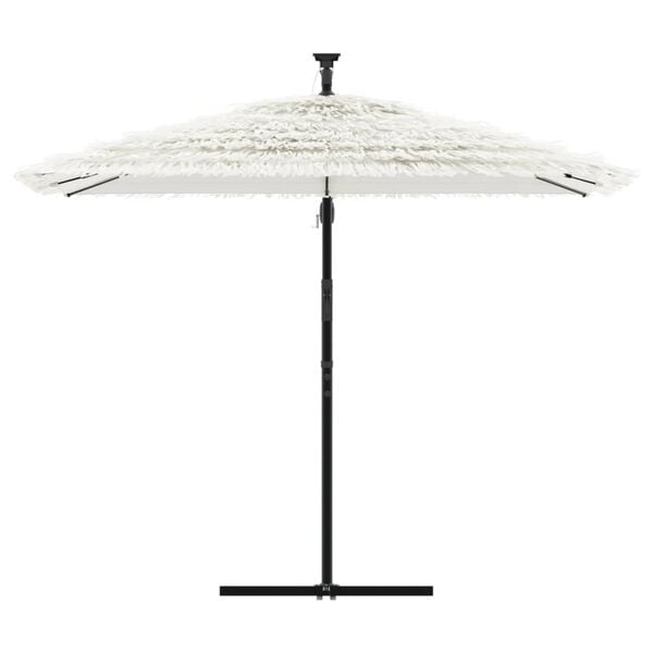 vidaXL Garden Parasol White Polyester, Steel, Straw Large Collapsible