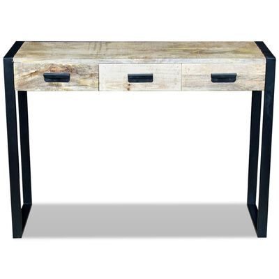 vidaXL Console Table with 3 Drawers Solid Mango Wood 43.3"x13.8"x30.7"