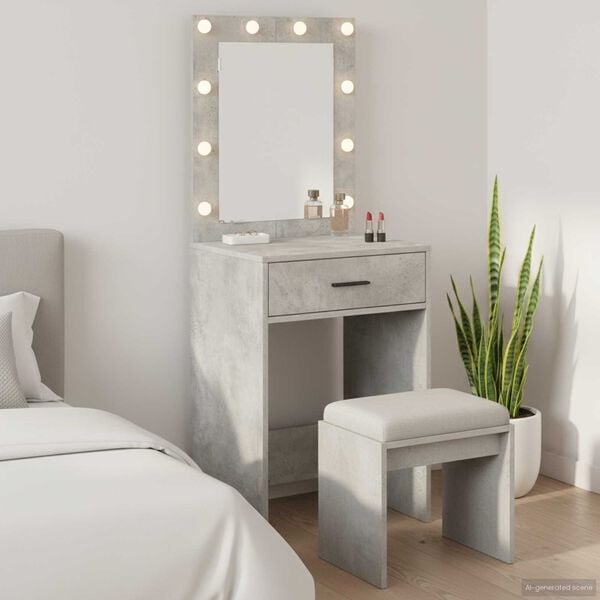 vidaXL Dressing Table Concrete grey 50 x 41 x 135 cm Engineered wood