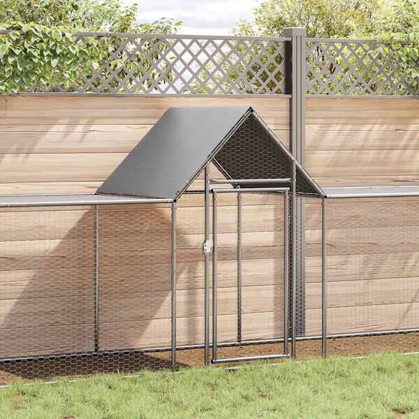 vidaXL Chicken Coop Silver Galvanized steel Large Durable Chicken Coop