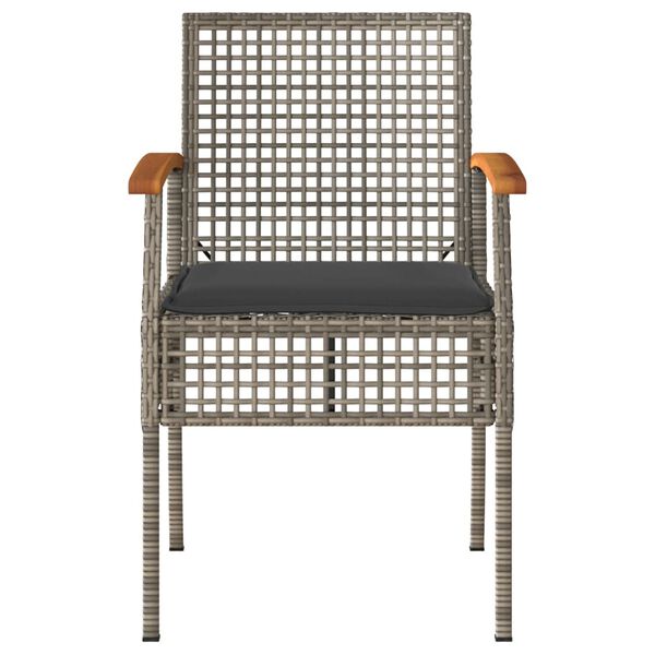 vidaXL Garden Chair Set of 2 Grey and Brown PE rattan Medium