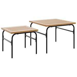 vidaXL Garden Nest Of Coffee Table Set of 2 Brown and Black
