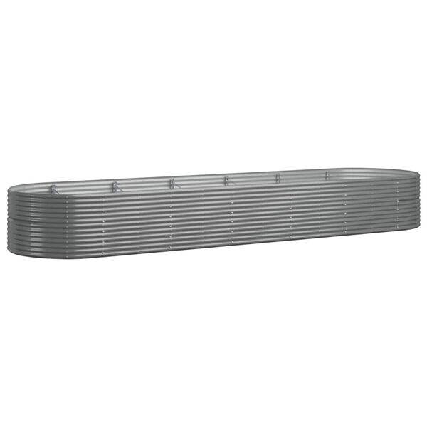 vidaXL Garden Raised Bed Grey Powder-coated steel 200.8 x 55.1 x 26.8 in