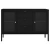 vidaXL Sideboard Black Steel, tempered glass Medium Sideboard
