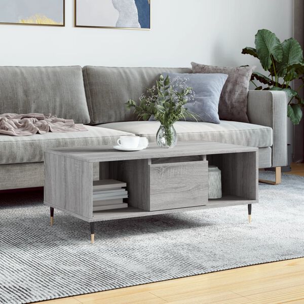 vidaXL Coffee Table Grey sonoma Engineered wood, Metal Medium