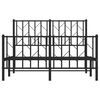 vidaXL Bed Frame Black Powder-Coated Steel Double Bed Frame