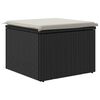 vidaXL Garden Stool Black and Cream Poly Rattan, Powder-Coated Steel
