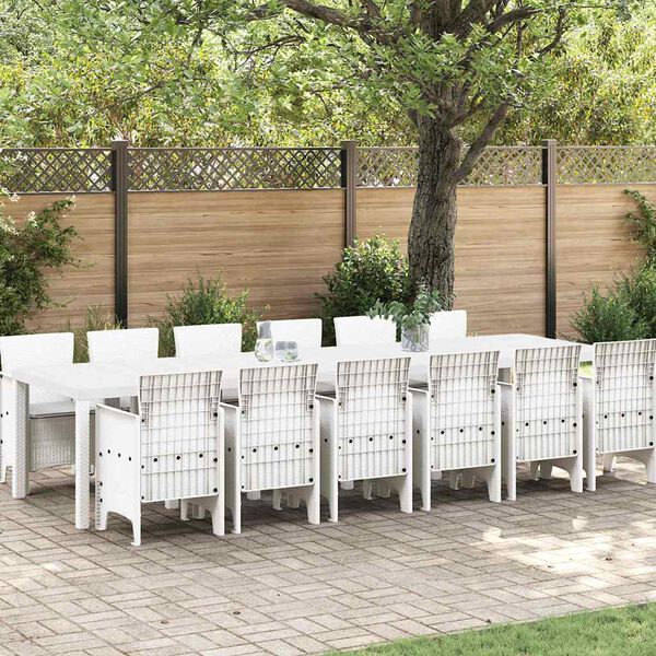 vidaXL Garden Dining Set 13 pcs White Polt rattan