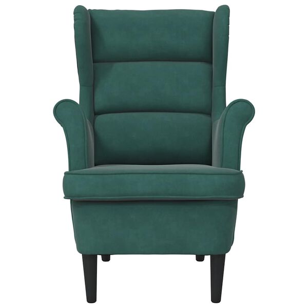 vidaXL Armchair Dark green Velvet, Plywood Standard Armchair Other