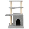 vidaXL Cat Tree Light gray Engineered wood, plush, sisal Medium Durable