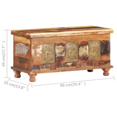 vidaXL Storage Box with Buddha Cladding 35.4"x13.8"x17.7" Reclaimed Wood