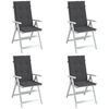 vidaXL Highback Chair Cushion Set of 4 Melange Anthracite Polyester