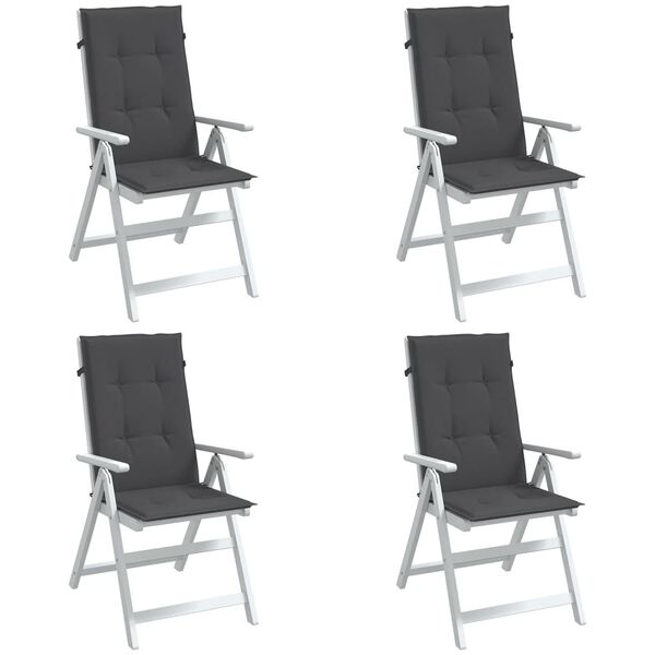 vidaXL Highback Chair Cushion Set of 4 Melange Anthracite Polyester