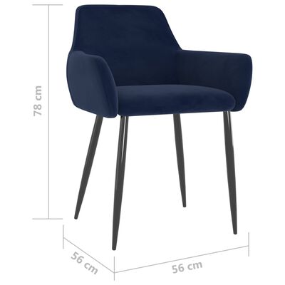 vidaXL Dining Chairs 4 pcs Blue Velvet