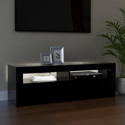 vidaXL TV Cabinet with LED Lights Black 47.2"x13.8"x15.7"