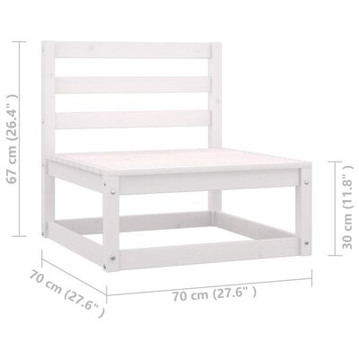 vidaXL 3 Piece Patio Lounge Set with Cushions White Solid Wood Pine