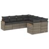 vidaXL Garden Sofa Set Grey PE rattan, powder-coated steel, polyester
