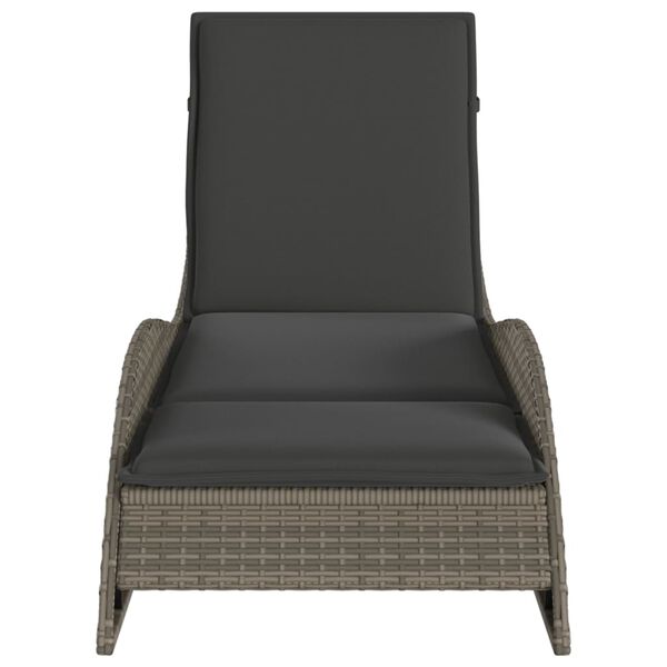 vidaXL Sun Lounger Grey PE rattan 23.6 x 80.7 x 28.7 in