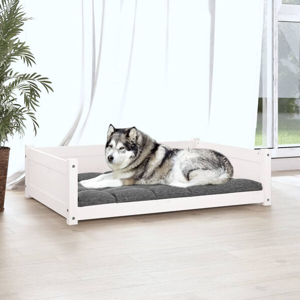 vidaXL Dog Bed White Solid Pine Wood 41.5 x 29.7 x 11.0 in Minimalistic