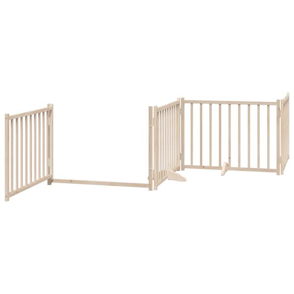 vidaXL Dog Gate with Door Foldable 4 Panels 126.0 " Solid Wood Fir