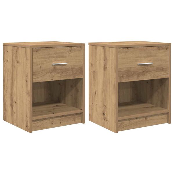 vidaXL Bedside Cabinet Set of 2 Artisan oak Engineered wood Medium