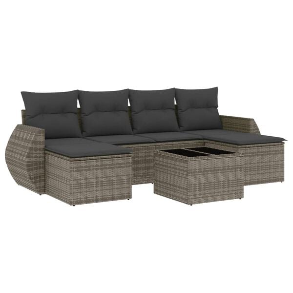 vidaXL Garden Sofa Set Gray PE Rattan 7-piece set Modular