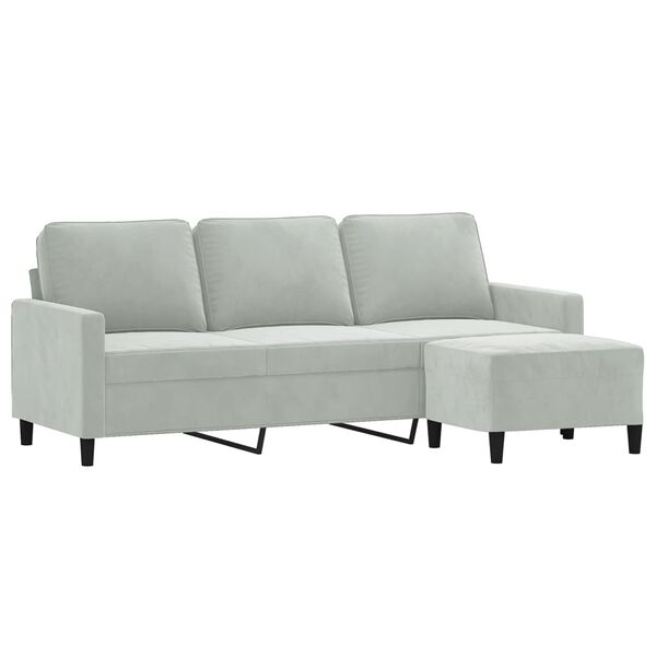 vidaXL 3-seater Sofa With Footstool Light grey