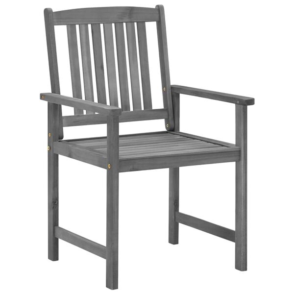 vidaXL Garden Chair Set of 2 Grey Solid acacia wood Standard