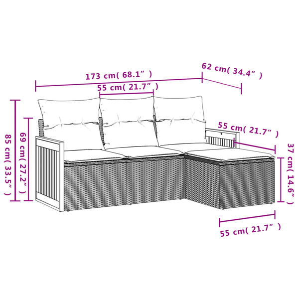 vidaXL Garden Sofa Set Grey