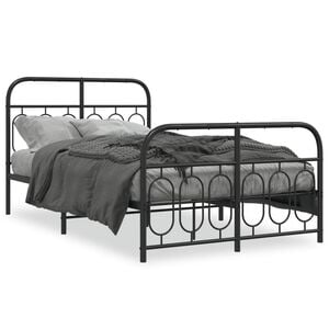 vidaXL Bed Frame Black Steel Full Bed Frame Rectangular Modern