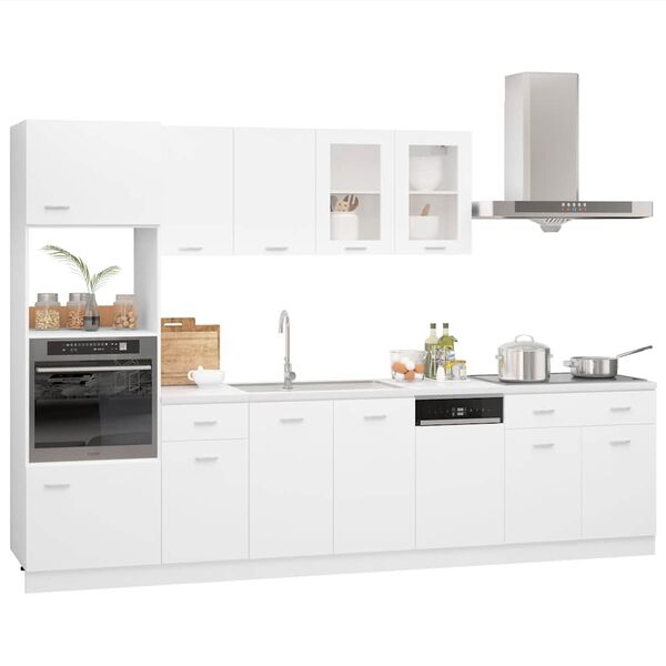 vidaXL Kitchen Cabinet Set White Engineered wood, Glass Large